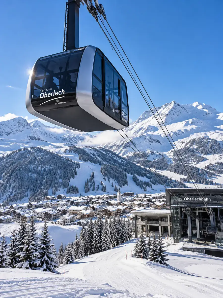 Oberlech Cable Car, Lech am Arlberg The Oberlech cable car above Lech am Arlberg in winter