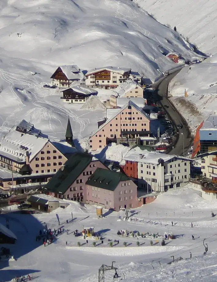 St. Christoph am Arlberg Ski Resort in Winter Skiers on the slopes in St. Christoph am Arlberg during winter