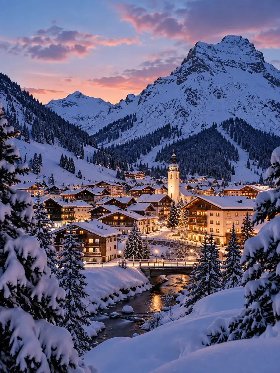 Lech am Arlberg – Zurich Airport Transfer Lech am Arlberg in winter, destination for private transfers from Zurich Airport